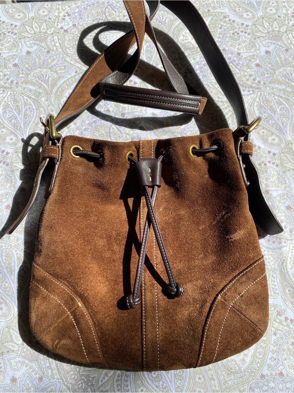 RARE Y2K COACH SUEDE CROSSBODY BUCKET FALL MINI BAG